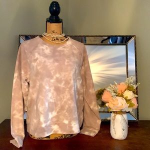 Beach lunch lounge crew neck sweatshirt sz L gray and white tie dye